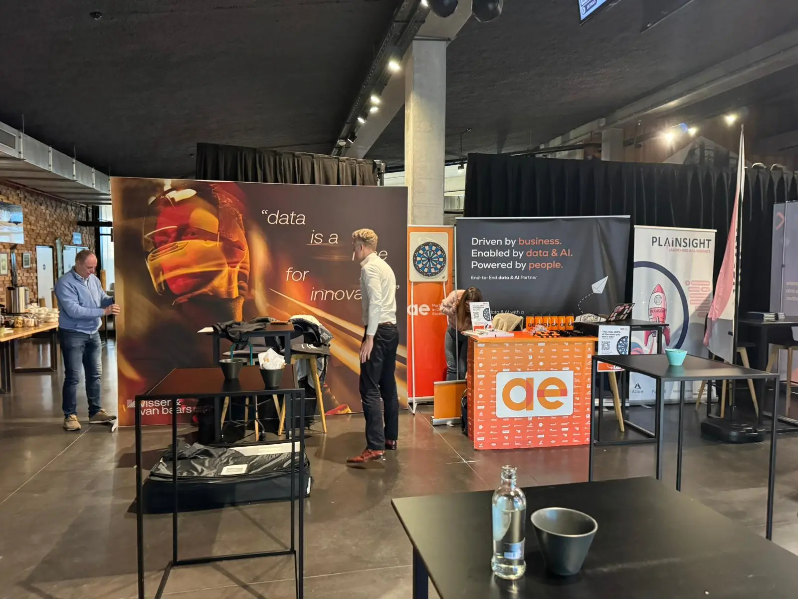 The ae stand with its orange backdrop